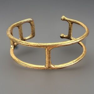 Aged goldtone, minimalist modernist cuff bracelet